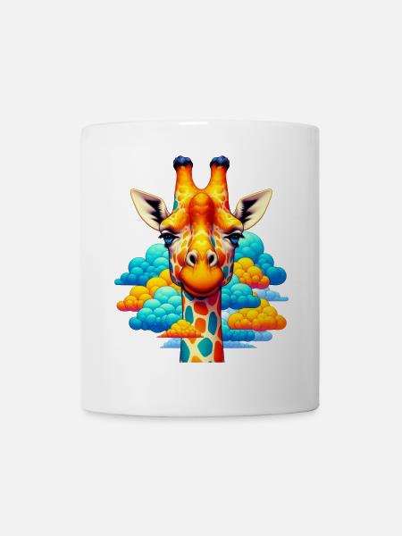 Giraffe mit Kopf in Wolkenwolken - Tasse - Weiß