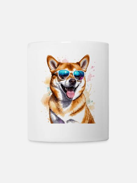 Shiba Inu Sonnenbrille Hund Lustig Design Print - Tasse - Weiß