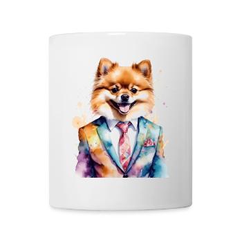 Poméranien Poméranien Costume Chien Imprimé Coloré - Mug blanc - blanc - Devant