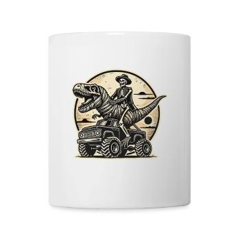 Dinosaurier auf Monstertruck Motorsport Liebhaber - Tasse - Weiß - Vorne