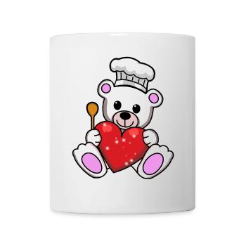 Teddy Koch Köche Köchin Herz Herzen Teddybär - Tasse - Weiß - Vorne