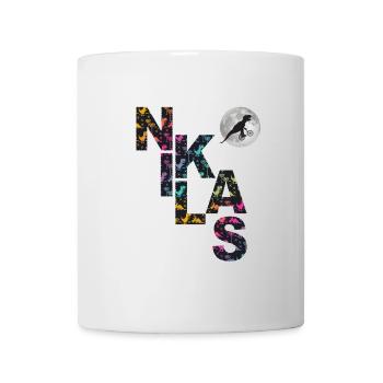 NIKLAS - Beautiful boy name with dinosaur - Mug - white - Front