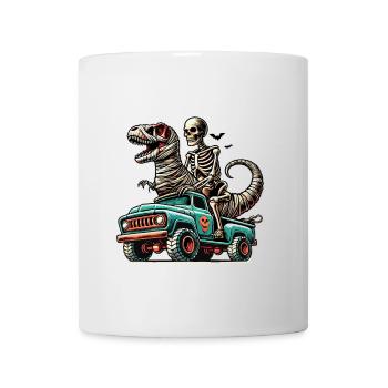 Dinosaurier auf Monstertruck Motorsport Liebhaber - Tasse - Weiß - Vorne
