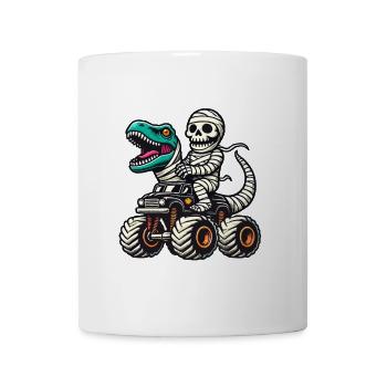Dinosaurier auf Monstertruck Motorsport Liebhaber - Tasse - Weiß - Vorne