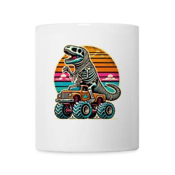 Dinosaurier Auf Monstertruck Motorsport Liebhaber - Tasse - Weiß - Vorne