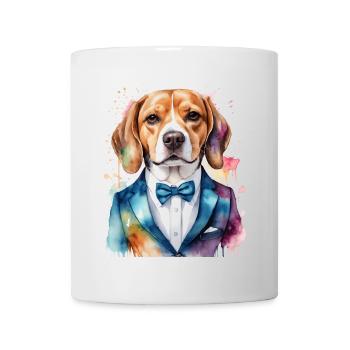 Beagle Suit Dog Colorful Funny Animal Design Print - Mug - white - Front