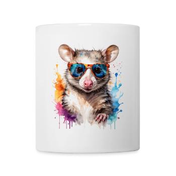 Lunettes de soleil Opossum Imprimé de design animalier coloré - Mug blanc - blanc - Devant