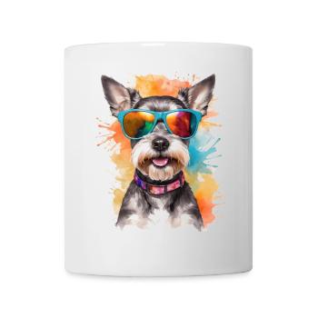 Zwergschnauzer Sonnenbrille Hund Lustig Tier Print - Tasse - Weiß - Vorne