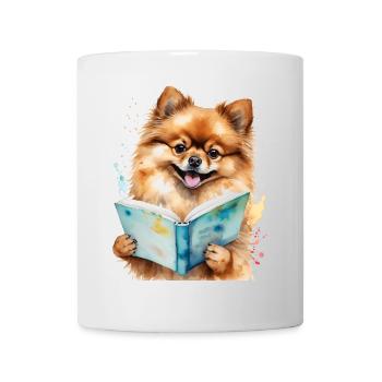 Poméranien Poméranien Lecture Livre Chien Imprimer - Mug blanc - blanc - Devant