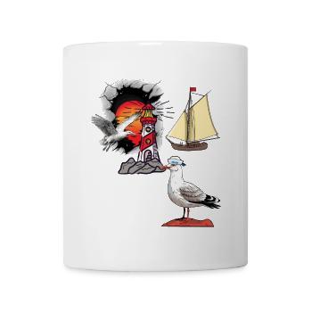 maritime, seagull, seagulls, lighthouse, sailing ship, ship - Mug - white - Front