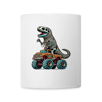 Dinosaurier Auf Monstertruck Motorsport Liebhaber - Tasse - Weiß - Vorne
