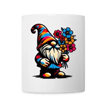 Zwerg mit Blumen - Tasse - Weiß - Vorne
