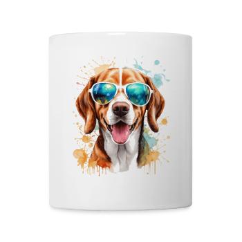 Beagle Sunglasses Dog Funny Animal Design Print - Mug - white - Front