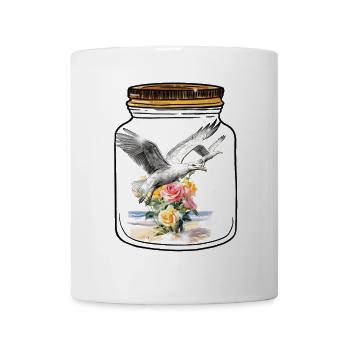 Geburtstag Flaschenpost Möwen Möwe Rosen - Tasse - Weiß - Vorne
