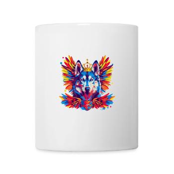 Husky chien crête portrait coloré - Mug blanc - blanc - Devant