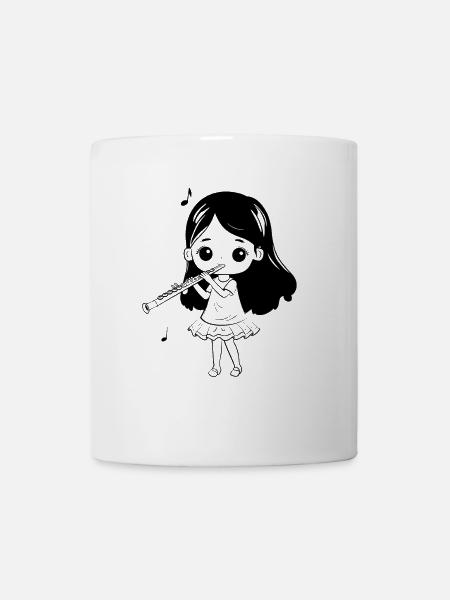 Flöte Mädchen Cartoon Look - Tasse - Weiß