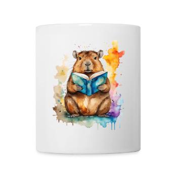Capybara livre de lecture Capy Colorful Animal Design Print - Mug blanc - blanc - Devant