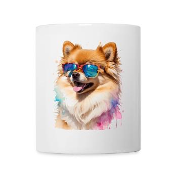 Pomeranian Pomeranian Sunglasses Dog Print - Mug - white - Front