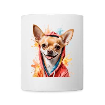 Chihuahua Hoodie Hund Bunt Lustig Tier Print - Tasse - Weiß - Vorne