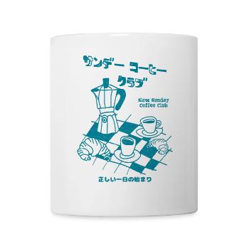 Slow Sunday Coffee Club Japon Esthétique - Mug blanc - blanc - Devant