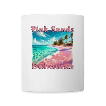 Plage de sable rose Bahamas Coucher de soleil tropical - Mug blanc - blanc - Devant
