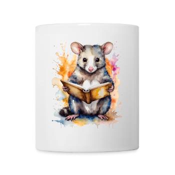 Possum Lecture Coloré Animal Design Imprimer - Mug blanc - blanc - Devant