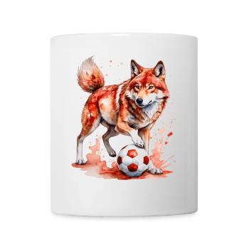 Wolf Football Colorful Serbia Srbija Animal Design Print - Mug - white - Front