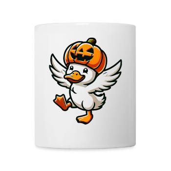 Canard d’Halloween fantaisiste avec citrouille et chapeau - Mug blanc - blanc - Devant