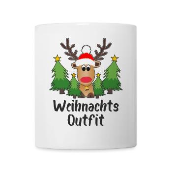 Rentier Weihnachtsoutfit Tannenbäume Weihnachten - Tasse - Weiß - Vorne