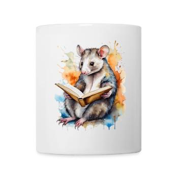 Possum Lecture Coloré Animal Design Imprimer - Mug blanc - blanc - Devant