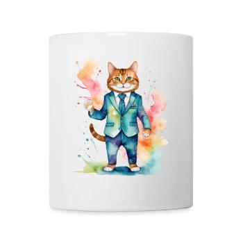 Cat Suit Colorful Funny Funny Animal Design Print - Mug - white - Front