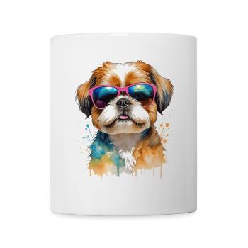 Shih Tzu Sonnenbrille Hund Lustig Tier Print - Tasse - Weiß - Vorne