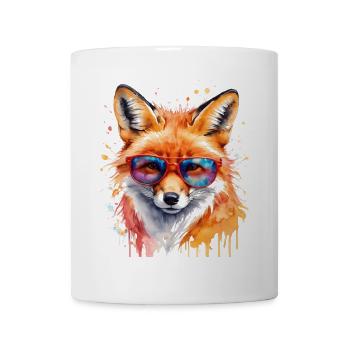 Fuchs Sonnenbrille Bunt Tier Design Print - Tasse - Weiß - Vorne