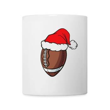 Football américain avec chapeau de Père Noël - Mug blanc - blanc - Devant