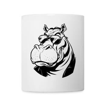 Funny Plump Bespectacled Hippo Sunglasses Hippo - Mug - white - Front