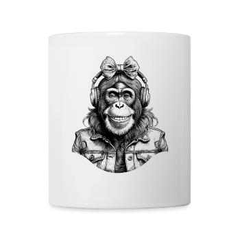 Modernes Schimpansen Shirt für Musikliebhaber - Tasse - Weiß - Vorne