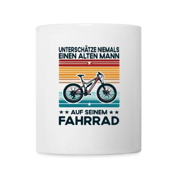 Alter Mann - Fahrrad Motiv im Retro Style - Tasse - Weiß - Vorne