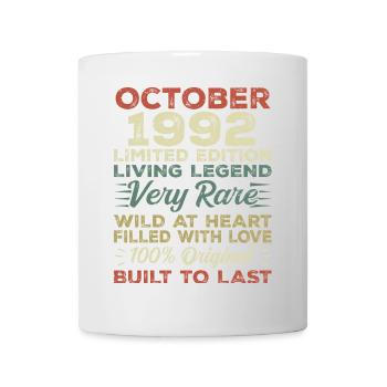 1992 Oktober 1992 Geburtstag Oktober 1992 Original - Tasse - Weiß - Vorne