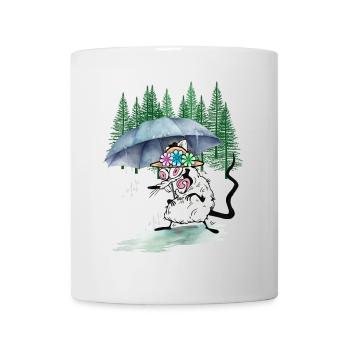Rain Umbrella Kids Child Rat Forest Hike - Mug - white - Front