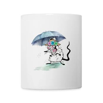 rodent rat umbrella rainy weather children child - Mug - white - Front
