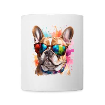 Französische Bulldogge Sonnenbrille Frenchie Hund - Tasse - Weiß - Vorne