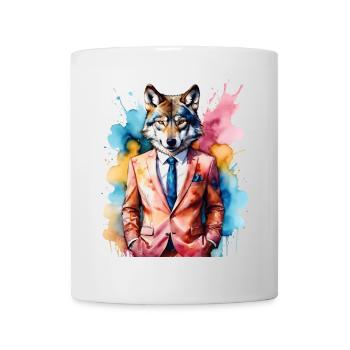 Costume de loup Imprimé coloré de design d’animaux - Mug blanc - blanc - Devant