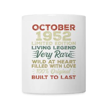 1952 Oktober 1952 Geburtstag Oktober 1952 Original - Tasse - Weiß - Vorne