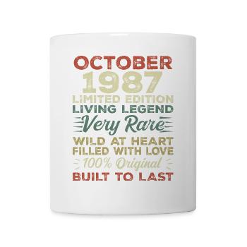 1987 Oktober 1987 Geburtstag Oktober 1987 Original - Tasse - Weiß - Vorne