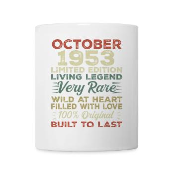 1953 Oktober 1953 Geburtstag Oktober 1953 Original - Tasse - Weiß - Vorne