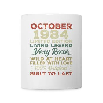 1984 Oktober 1984 Geburtstag Oktober 1984 Original - Tasse - Weiß - Vorne