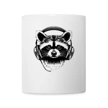 Black and White Gambler Raccoon with Headset - Mug - white - Front