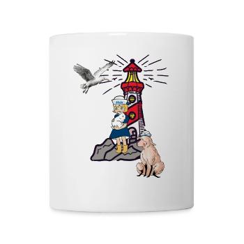 maritim Mädchen Leuchtturm Möwe Schaf Küste Moin - Tasse - Weiß - Vorne