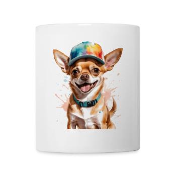 Chihuahua Snapback Cap Hund Lustig Design Print - Tasse - Weiß - Vorne