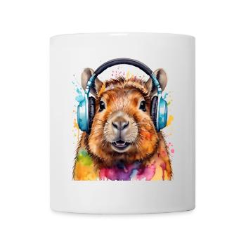 Capybara Headphones Capy Colorful Animal Design Print - Mug - white - Front